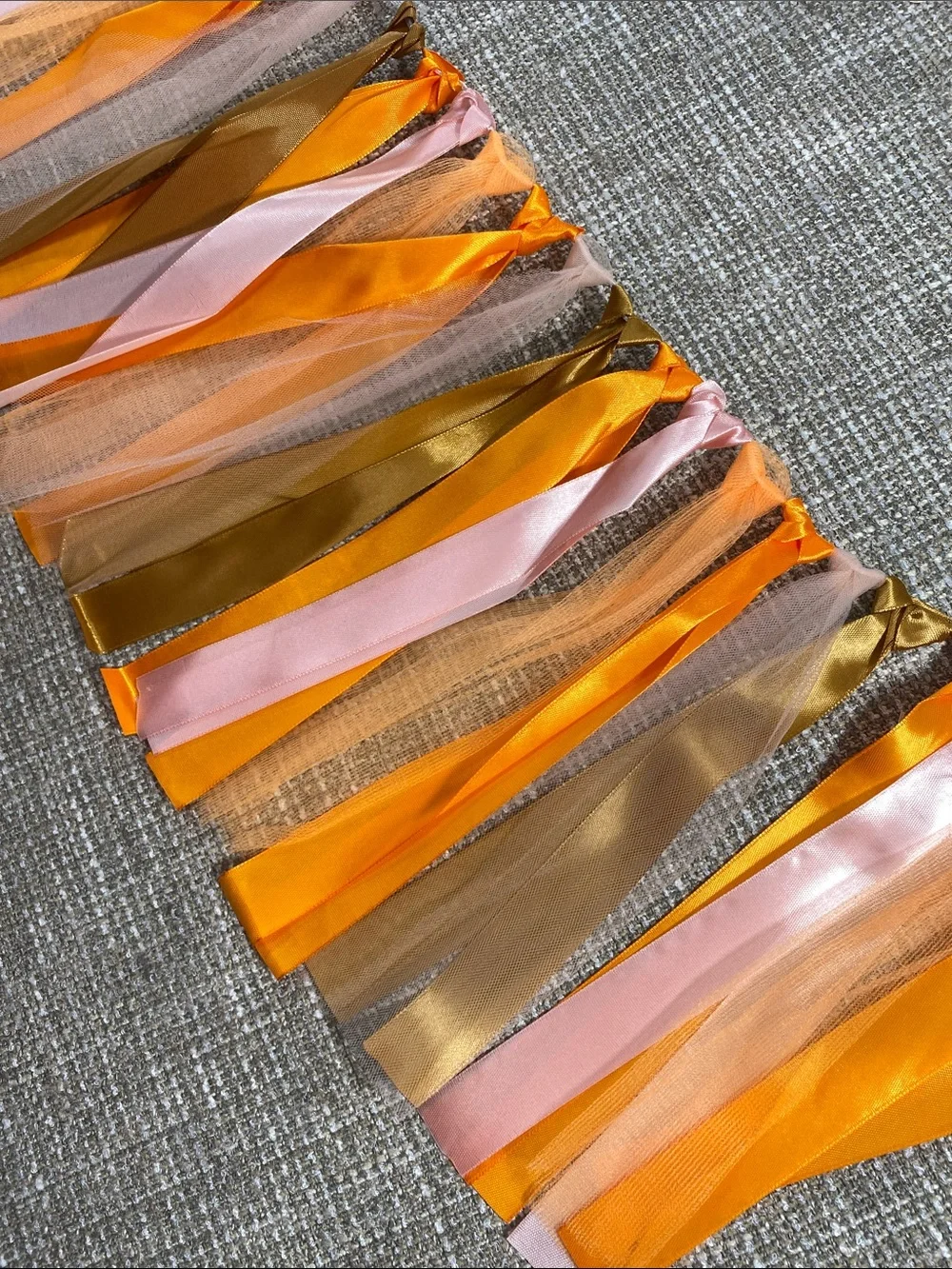 ONE Banner birthday Orange Ribbon Tassel Garland - Party Decoration nature fall
